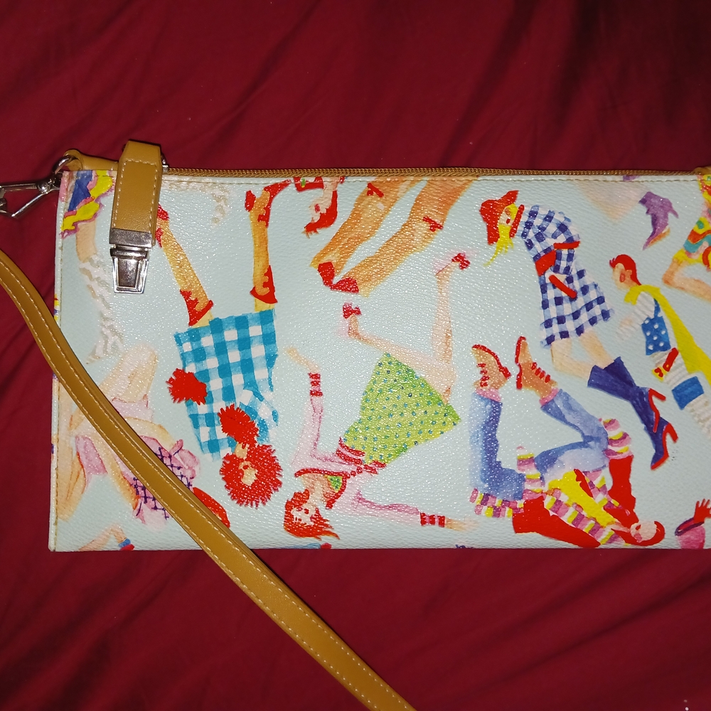 Sydney Love Multicolor Clutch with Tan Strap